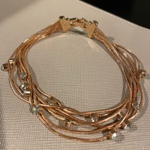 Rose Gold Plated w/Crystals Fashion Bracelet